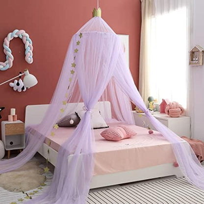  Bed Canopy Girls Mosquito Net Canopy Dreamy Princess Tent Hanging Dome Chiffon Yarn Canopy Net Room Decor For Kids Teenager(White)