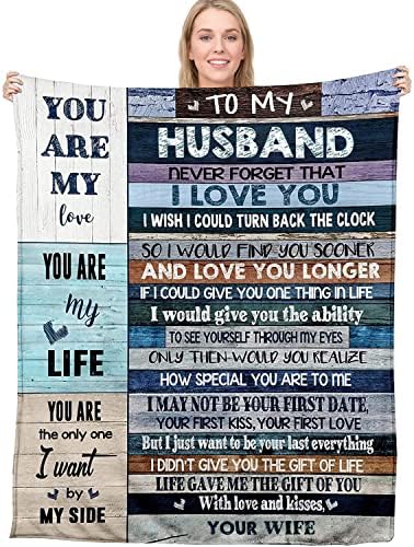  Nniversary Romantic Gifts For Husband, Ultra-Soft Micro Fleece Sherpa Throw Blanket, Valentines Day Gifts For Him, Husband Birthday Gifts From Wife, For Bedding Sofa And Travel (80x60inch)
