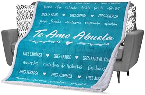  Mothers Day Gifts For Abuela In Spanish, Abuela Blanket, Feliz Dia De Las Madres, Regalos Para Abuela En Español For Birthday/Cumpleaños From Los Nietos, 60x50 Inches (Purple, Fleece)