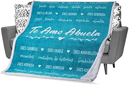  Mothers Day Gifts For Abuela In Spanish, Abuela Blanket, Feliz Dia De Las Madres, Regalos Para Abuela En Español For Birthday/Cumpleaños From Los Nietos, 60x50 Inches (Purple, Fleece)