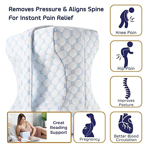  Nestl Knee Pillow For Side Sleepers - Knee Pillows For Sleeping - Comfy Pillow Between Legs For Sleeping - Under Leg Knee Cushion With Cooling Cover - Knee Surgery Pillow With Adjustable Strap
