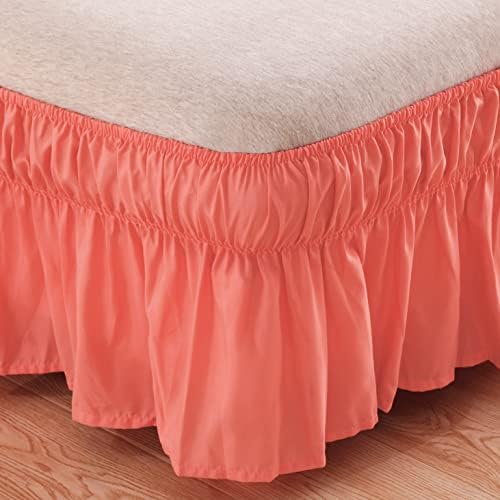  Bed Skirt Queen Size 15-16 Inch Drop Dust Ruffle Premium Soft And Cozy Brushed Microfiber Three Fabric Sides Wrap Around With Elastic No Top Easy On Queen/King Blush Pink