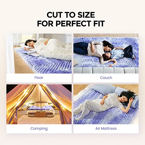  3 Inch 7-Zone Twin Memory Foam Mattress Topper, Cooling Gel Infused Foam Mattress Topper Twin For Back Pain, CertiPUR-US Certified