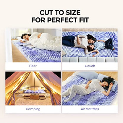  3 Inch 7-Zone Twin Memory Foam Mattress Topper, Cooling Gel Infused Foam Mattress Topper Twin For Back Pain, CertiPUR-US Certified