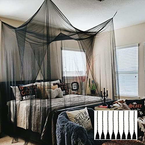  4 Corner Post Bed Canopy, Elegant Curtain Net For Full/Queen/King Size Bed (White)
