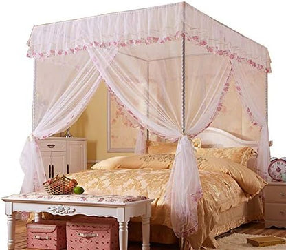 JQWUPUP Twin Canopy Bed Curtains - 4 Corner Canopy For Beds, Bed Canopy For Girls Adults, Bedroom Home Decor (Twin Size, Purple)