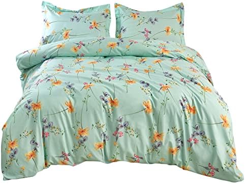  3 Pcs Blush Pink Floral Duvet Cover Set King Size, Soft Botanical Printed Microfiber Comforter Cover Zipper Closure Corner Ties