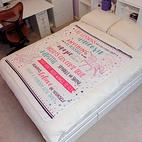  Premium Flannel Blanket - Inspirational Gift For Friends, Family - Birthday, Get Well - Comforting Super Soft Flannel Blanket (50x60 Inch) - Art By Jennifer Pugh (Life Lessons From A Unicorn)