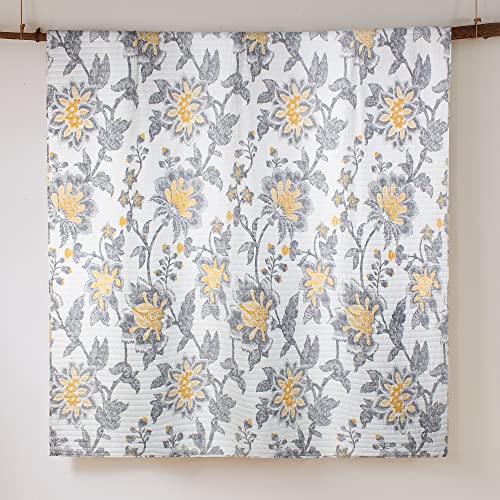 Levtex Home Reverie Full/Queen Cotton Quilt Set, Grey, White, Yellow, Floral