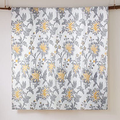  Levtex Home Reverie Full/Queen Cotton Quilt Set, Grey, White, Yellow, Floral
