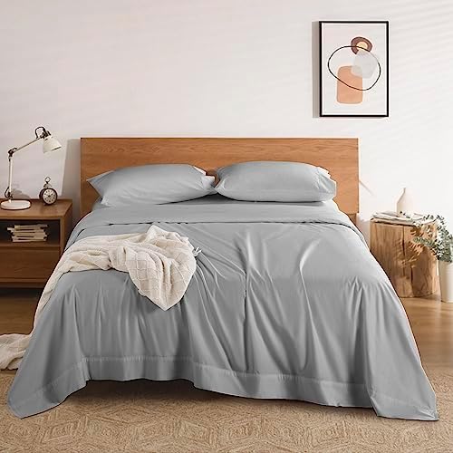  REDASW 100% Egyptian Cotton 1200 Thread Count King Size Sheets Set,Bed Sheet 4 Piece Sets,16 Inches Deep Pocket,All Season (White)