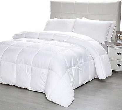  D & G THE DUCK AND GOOSE CO All-Season Quilted Comforter King Size, Premium 233T Peachskin Fabric & 350gsm Down Alternative Fiber, Lightweight Duvet Insert, Hotel Quality & Machine Washable.