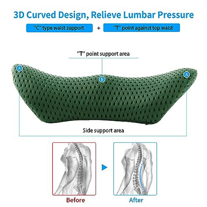  FOUSUPDT Lumbar Pillow, Memory Foam Lumbar Support Pillow For Office Chair And Car Seat, Back Support Pillow For Lower Back Pain Relief, Support Cushion Back Pillow For Sleeping, Driving(Dark Green)