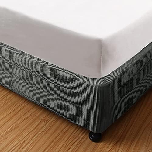  Box Spring Cover- Wrap Around Elastic, Vertical Stripe Pattern Bed Skirt Alternative,Replacing Bed Skirt For Hotel And Home- Polyester Filling,King （76＂×80＂,15’’Drop Length.