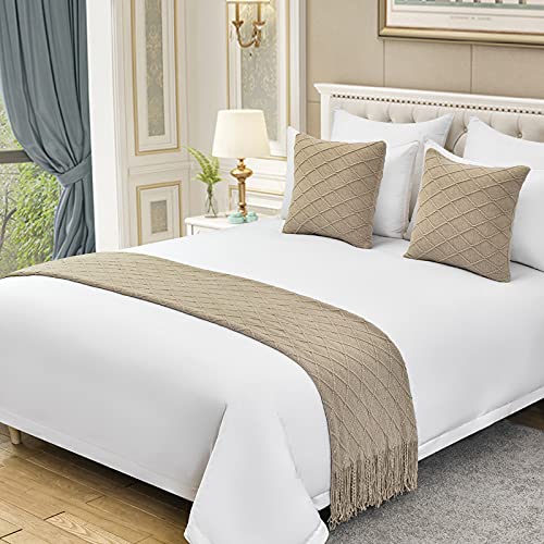  QFWMCW Hotel Bed Runners For King Size Bed Quality Bedspreads Solid Color Tassel Bed Runners & Scarves Modern Bed Throws For Foot Of Bed Queen King Size Home Decoration