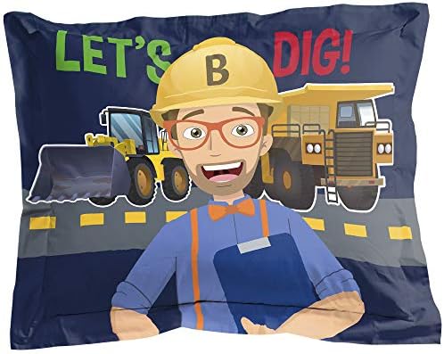  Jay Franco Blippi Let's Dig 1 Single Sham - Kids Super Soft Bedding Pillow Cover (Official Blippi Product)