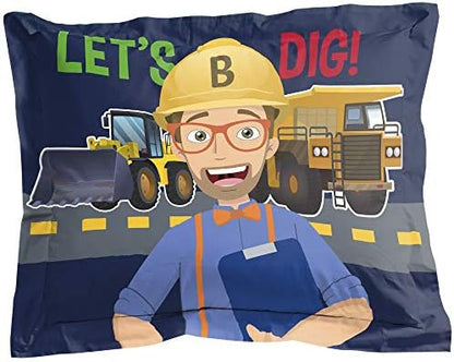  Jay Franco Blippi Let's Dig 1 Single Sham - Kids Super Soft Bedding Pillow Cover (Official Blippi Product)