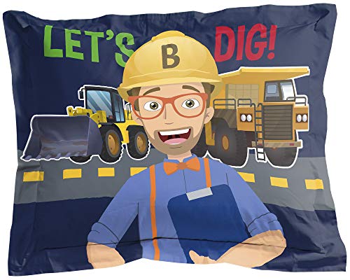  Jay Franco Blippi Let's Dig 1 Single Sham - Kids Super Soft Bedding Pillow Cover (Official Blippi Product)