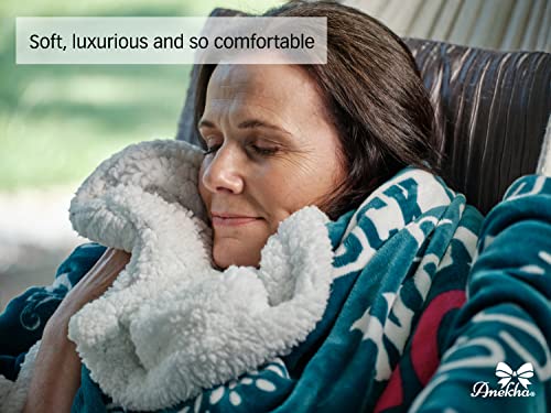  Mom Blanket - Double Layer Sherpa Fleece – Soft Fluffy Throw, Quality Print – 'Thank You Mom, I Love You' – From Daughter, Son – Gift For Birthday, Mother's Day, Christmas, Etc. (Teal)