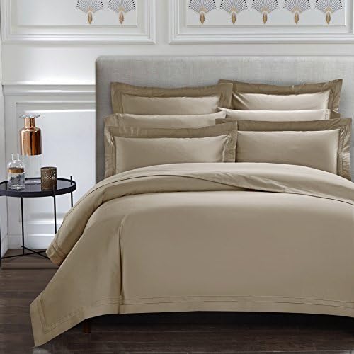  Asabolaj Triomphe Collection 3 Pieces Do Not Include Filling Grey Color King Size Duvet Cover Set 100% Egyptian Cotton Sateen 400 Thread Count Luxury Handcraft(Grey,King)