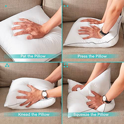  Pillow Inserts Set Of 2 With 100% Cotton Cover Couch Pillows Throw Pillow Inserts Sofa Pillows (2, 18x18 Inch)