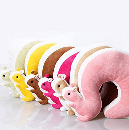  Cartoon U Shape Travel Pillow Car Neck Support Rest Cushion For Airplane Bus Train Home Office Soft Plush,Brown Squirrel