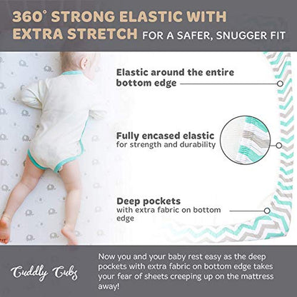  Cuddly Cubs Fitted Pack And Play Playard Sheets Compatible With Graco Pack N Play, 4Moms, Chicco, Guava Lotus And Other Playpen, Play Yards, Portable And Mini Cribs