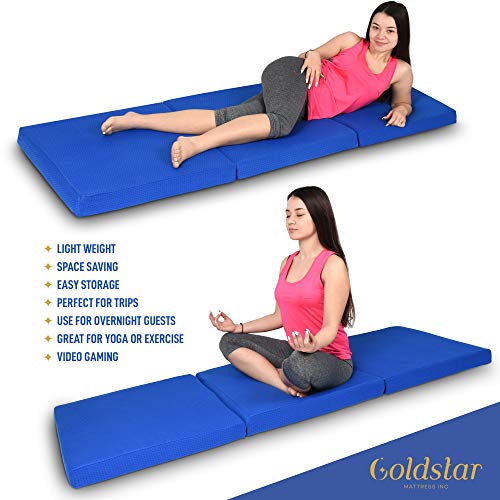  Old Star Tri-Folding Gel Memory Foam Mattress, 25 X 75 Inches - 3-Inch Gel-Infused Cooling Mattress Topper, Cot Pad, Guest Bed - Portable Floor Mattress With Soft, Removable, And Washable Cover