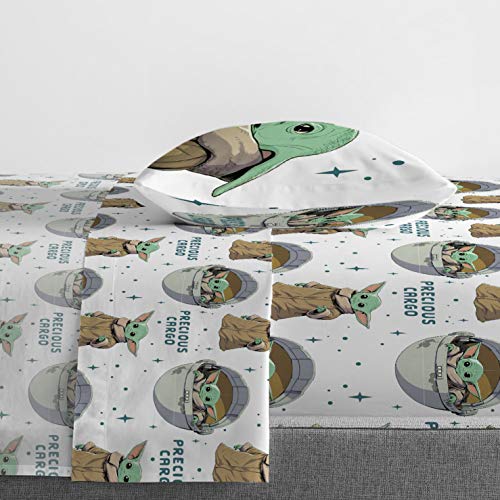  Jay Franco Star Wars The Mandalorian Curious Child Twin Sheet Set - 3 Piece Set Super Soft And Cozy Kid’s Bedding Features The Child Baby Yoda - Fade Resistant Microfiber Sheets