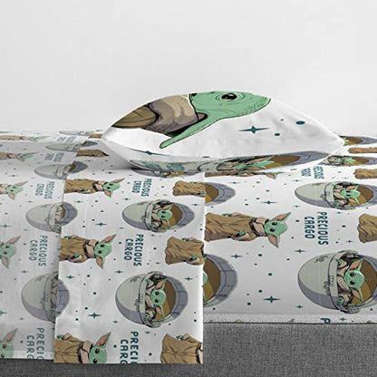 Jay Franco Star Wars The Mandalorian Curious Child Twin Sheet Set - 3 Piece Set Super Soft And Cozy Kid’s Bedding Features The Child Baby Yoda - Fade Resistant Microfiber Sheets