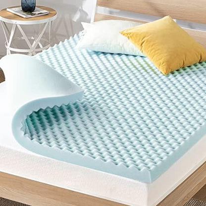  Best Price Mattress 2 Inch Egg Crate Memory Foam, Cooling Gel Infusion, Twin Mattress Topper, Blue (ECMF-GM2T)