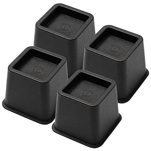  Bed Risers 3 Inch, Heavy Duty Square Furniture Frame Lift For Couch, Chair, Desk, Sofa And Bunk Bedpost, Set Of 4