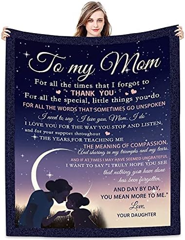  To My Mom Blanket From Daughter - Meaningful Gifts For Mom 60"x50", Fleece Throw Blankets Birthday Gifts For Women - Mom Gifts Ideas From Kids For Her Birthday, Mothers Day Or Christmas