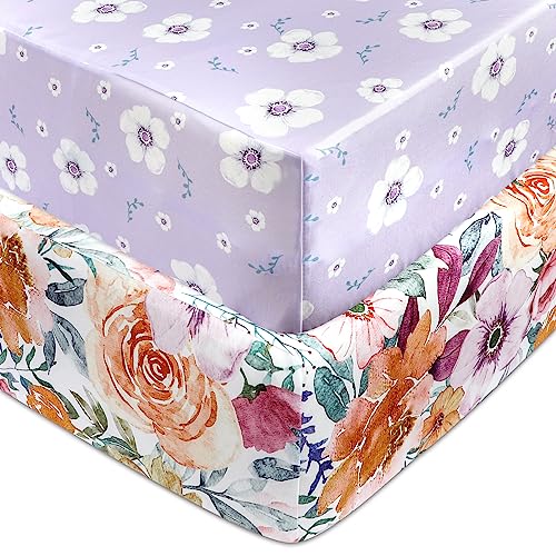  Changing Pad Cover, 2 Pack Changing Table Cover For Baby Boys Girls, Jersey Knit Soft Diaper Changing Pad Cover, Changing Table Sheets, Retro Brown Flower