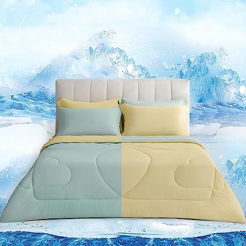  AIKOFUL Cooling Summer Blanket,Lightweight Cooling Comforter For Hot Sleepers And Night Sweats,Reversible Cooling Quilt,Breathable Lyocell™ Blended Fabric,Machine Washable(Aqua/Light Gray,60”x90”)