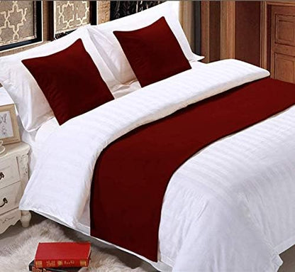  Sheets N More 800 Thread Count Solid 1 Piece 18" Bed Runner Scarf Protector Slipcover Bed Decorative Scarf (Queen (90 X 18), Red)