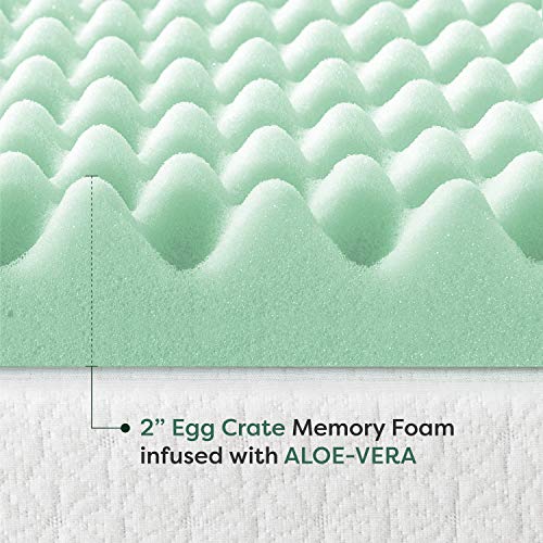  Best Price Mattress 2 Inch Egg Crate Memory Foam Mattress Topper With Calming Aloe Infusion, CertiPUR-US Certified, Twin Green