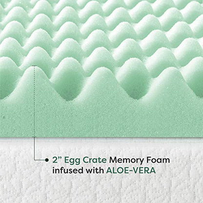  Best Price Mattress 2 Inch Egg Crate Memory Foam Mattress Topper With Calming Aloe Infusion, CertiPUR-US Certified, Twin Green