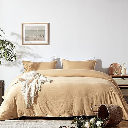  NexHome Burnt Orange Duvet Cover Sets King Size 3 Piece Double Brushed Microfiber King Duvet Cover With Button Closure & Corner Tie 1 Breathable And Soft Duvet Cover 104x90 Inches + 2 Pillow Shams