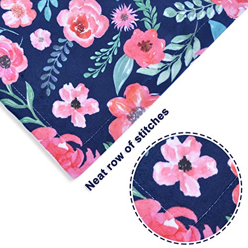  Baby Blanket For Girls Super Soft Double Layer Minky With Dotted Backing, Elegant Receiving Blanket With Pink Floral Multicolor Printed Blanket 30 X 40 Inch(75x100cm), Navy Blue