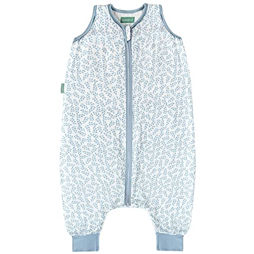  Molis & Co Toddler Sleeping Sack 2T, Breathable Muslin Baby Sleeping Bag 18-36 Months, 0.5 TOG Lightweight Unisex Toddler Wearable Blanket, Blue And Beige