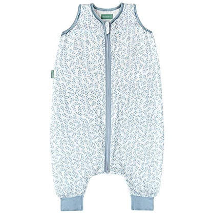 Molis & Co Toddler Sleeping Sack 2T, Breathable Muslin Baby Sleeping Bag 18-36 Months, 0.5 TOG Lightweight Unisex Toddler Wearable Blanket, Blue And Beige