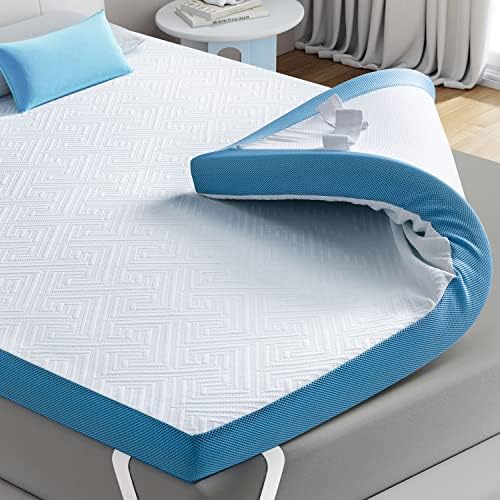  Sleepmax 4 Inch Gel Mattress Topper Queen - Medium Firm Memory Foam Mattress Pad, Supportive & Pressure Relieving - Bed Topper With Ventilated Cover Enhance Comfortable & Breathable