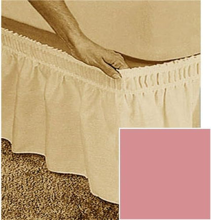  Beige Queen/King Solid Color Elastic Wrap Around Bed Ruffle
