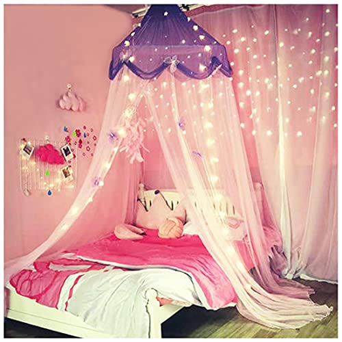  Mosquito Net Bed Canopy Curtains Princess Butterfly Reading Canopies For Girls Kids Single Twin Full Queen Size Beds, Pink And Purple