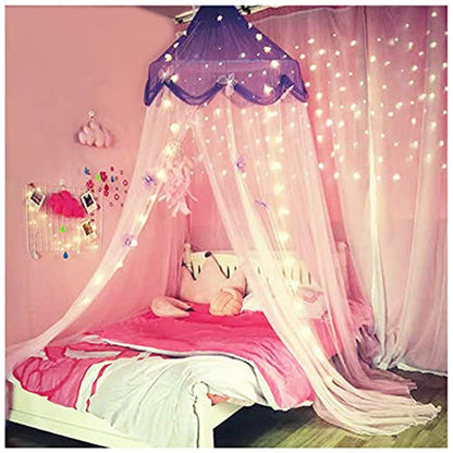  Mosquito Net Bed Canopy Curtains Princess Butterfly Reading Canopies For Girls Kids Single Twin Full Queen Size Beds, Pink And Purple