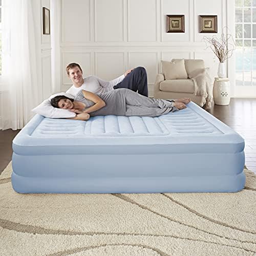  Hi-Loft Inflatable Mattress: Raised-Profile Air Bed With External Pump, Full Blue