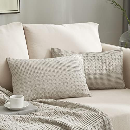  Waffle Weave Duvet Cover Set 100% Cotton Duvet Cover Queen Textured Khaki Duvet Cover Cozy Soft Breathable Queen Duvet Cover Skin-Friendly Luxury Comforter Cover Bedding Set All Season 90"x90"