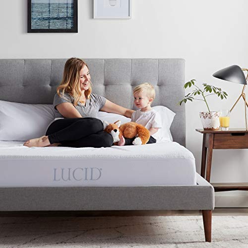 LUCID Premium Hypoallergenic 100% Waterproof Mattress Protector - Universal Fit, Cotton Terry Top, Queen , White