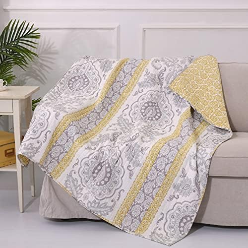  Levtex Home - St. Claire - Quilted Euro Shams Set Of Two (26 X 26 In.) - Paisley - Yellow And White - Cotton Fabric